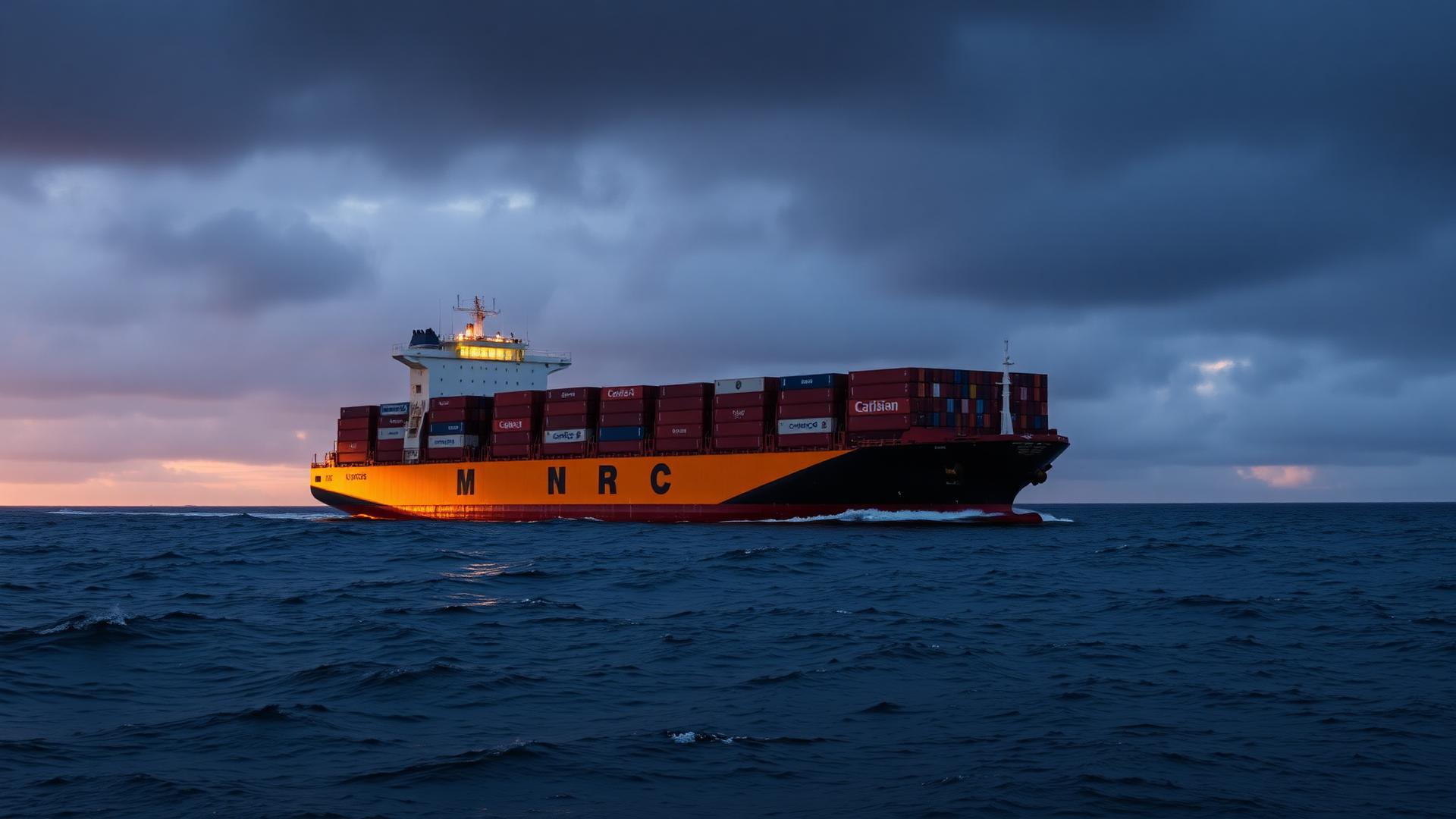 Container ship carrying import cargo bound for a South African port